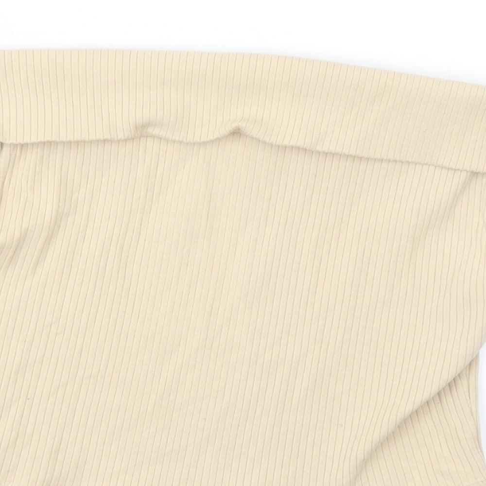 Zsara Womens Beige Polyester Cropped Blouse Size S Square Neck