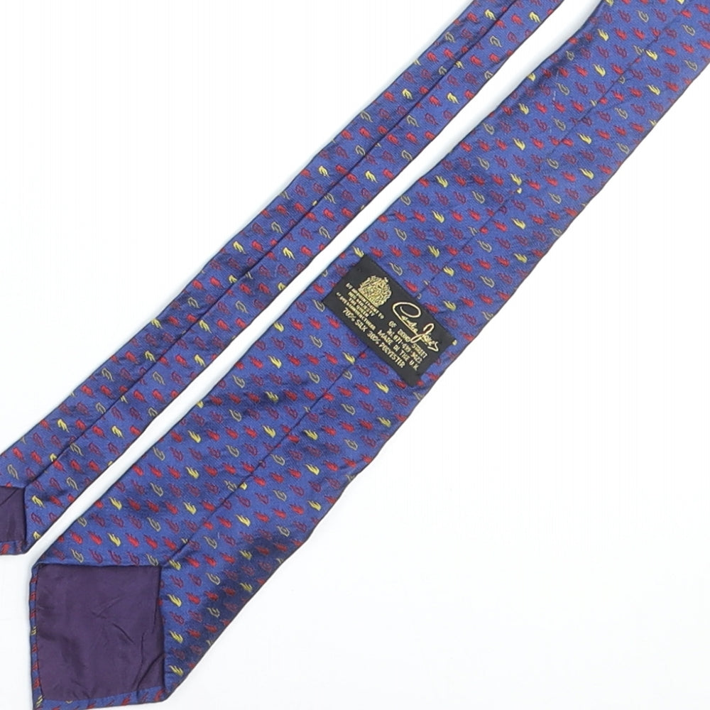 Cornelia James Mens Blue Geometric Silk Pointed Tie One Size