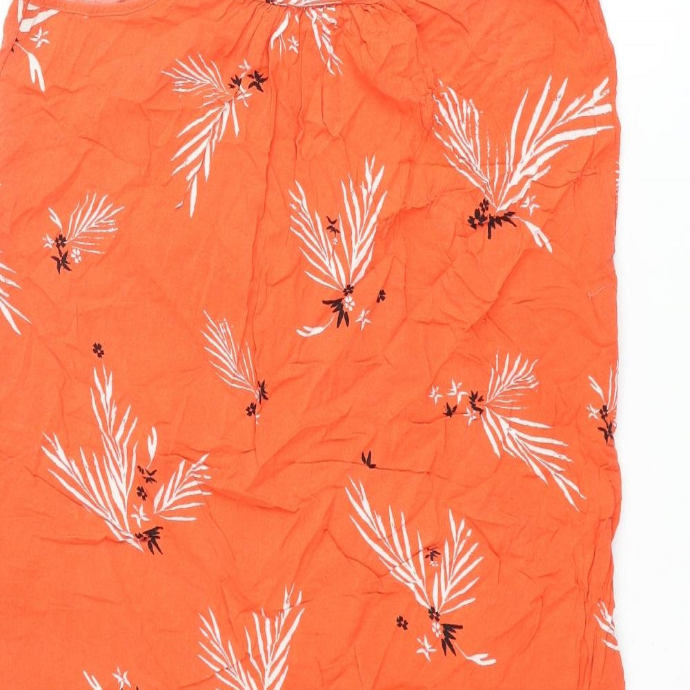 H&M Womens Pink Geometric Viscose Mini Size 6 Scoop Neck Tie - Leaf Print Keyhole Tassle