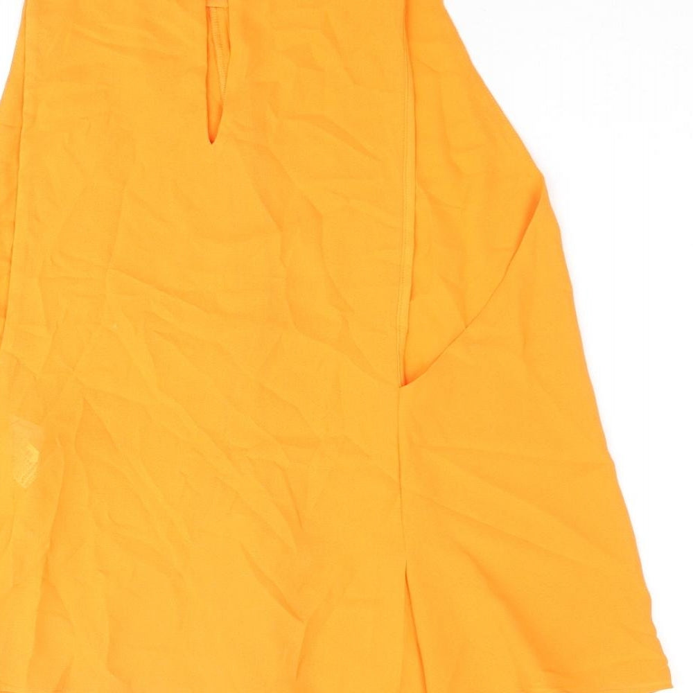 Zara Womens Orange Polyester Camisole Blouse Size L Round Neck