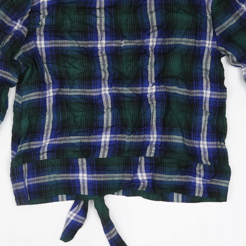 Innocence Womens Multicoloured Check Viscose Basic Blouse Size 8 Round Neck - Tie
