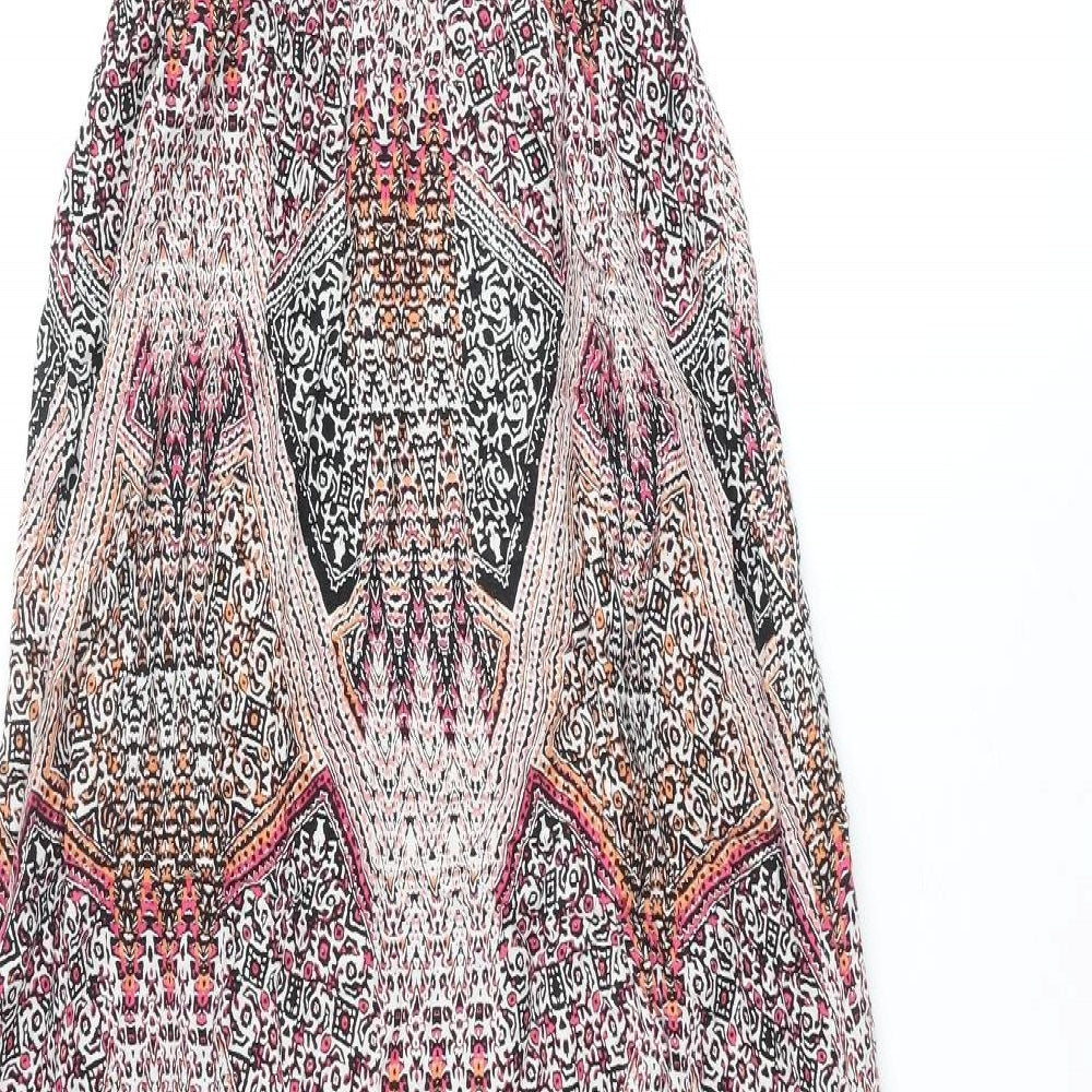 New Look Womens Multicoloured Geometric Viscose Maxi Size 8 Square Neck Pullover
