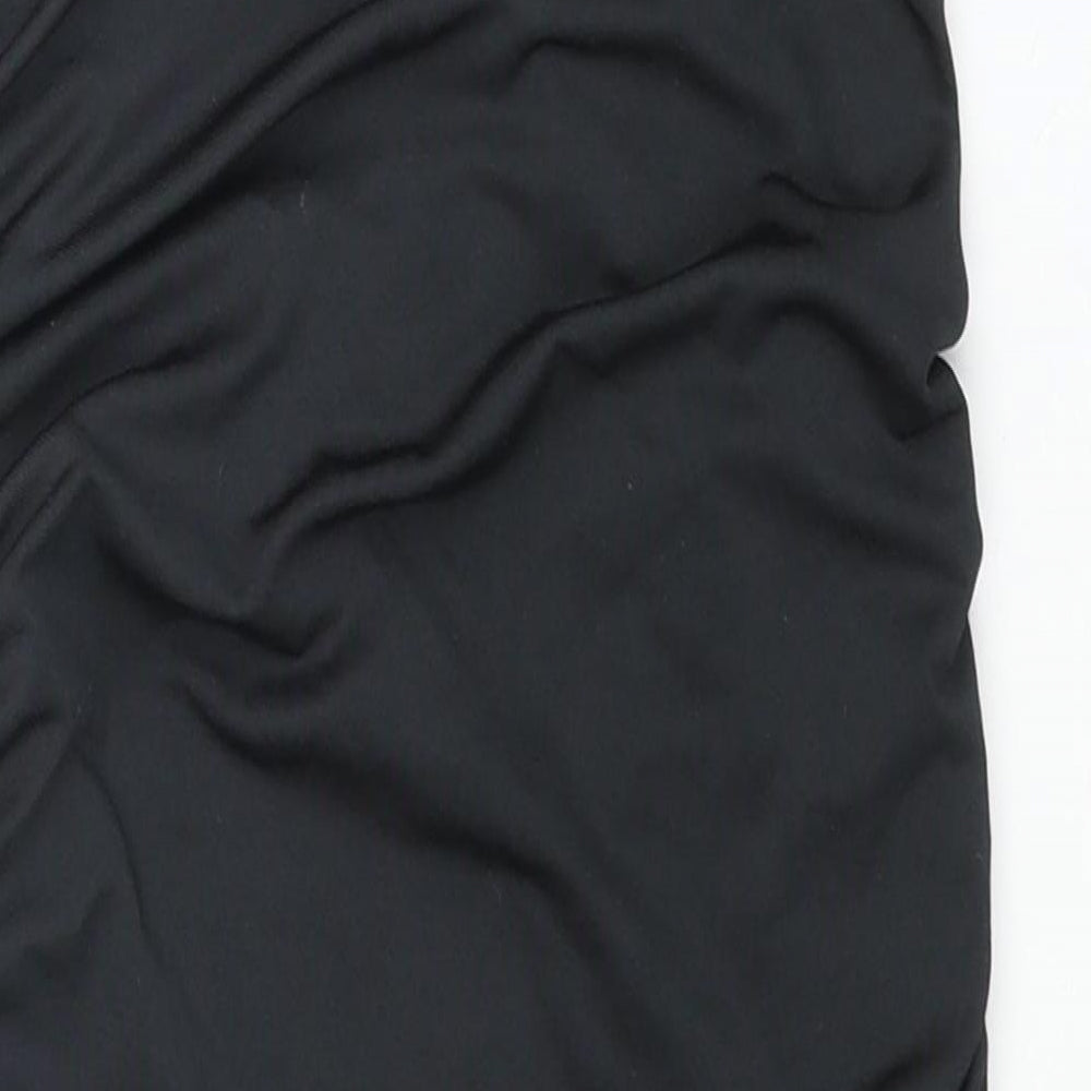 Oh Polly Womens Black Polyester Mini Size 4 Cowl Neck Pullover - Rouched