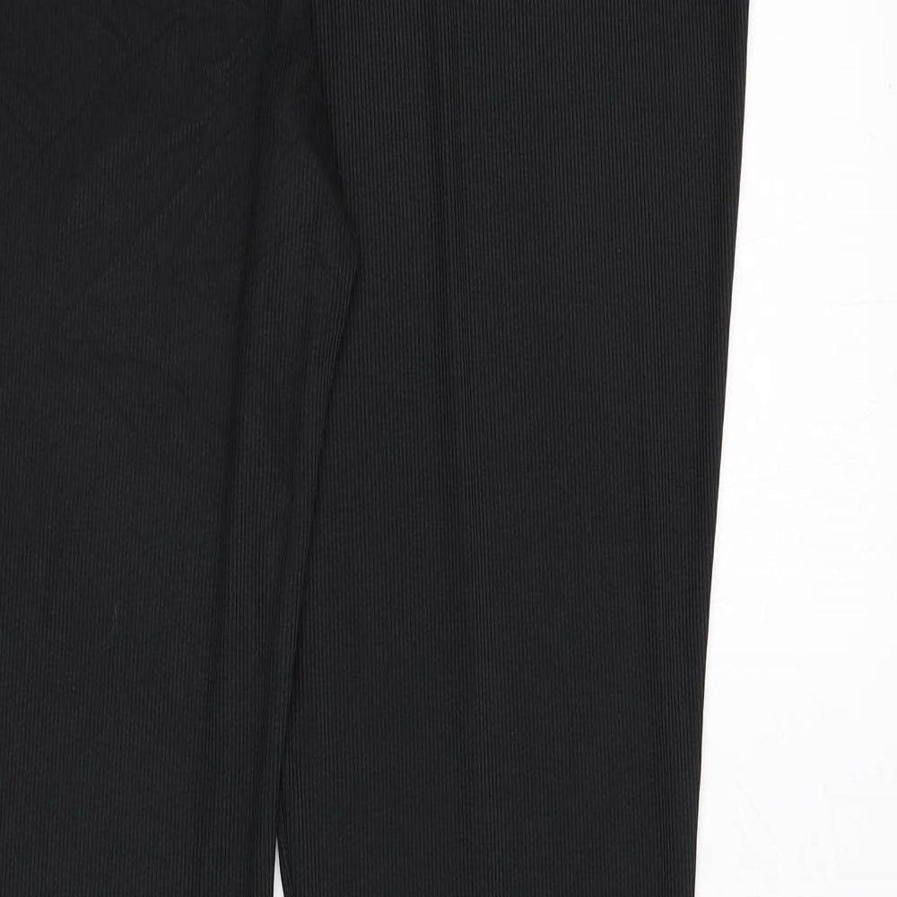 Boohoo Womens Black Polyester Trousers Size 20 L31 in Regular - Split on Hems, Ribbed