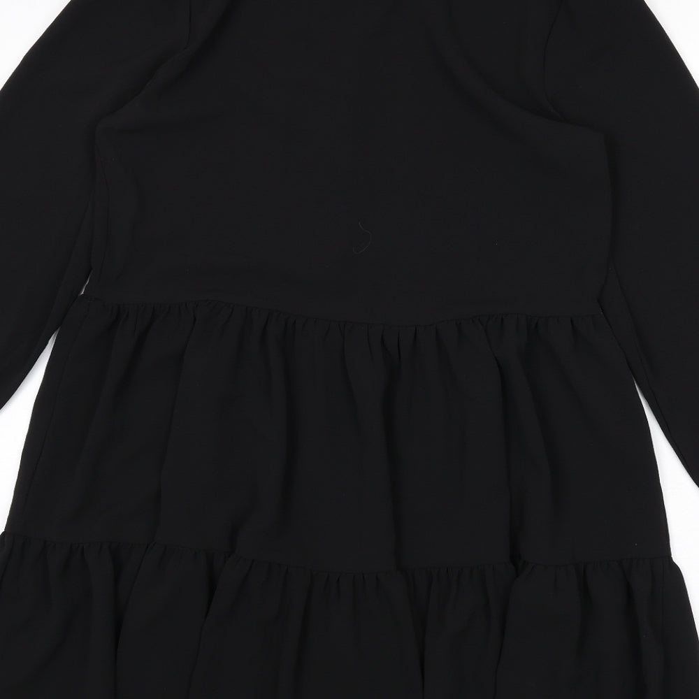 Cameo Rose Womens Black Polyester Fit & Flare Size 8 Collared Button