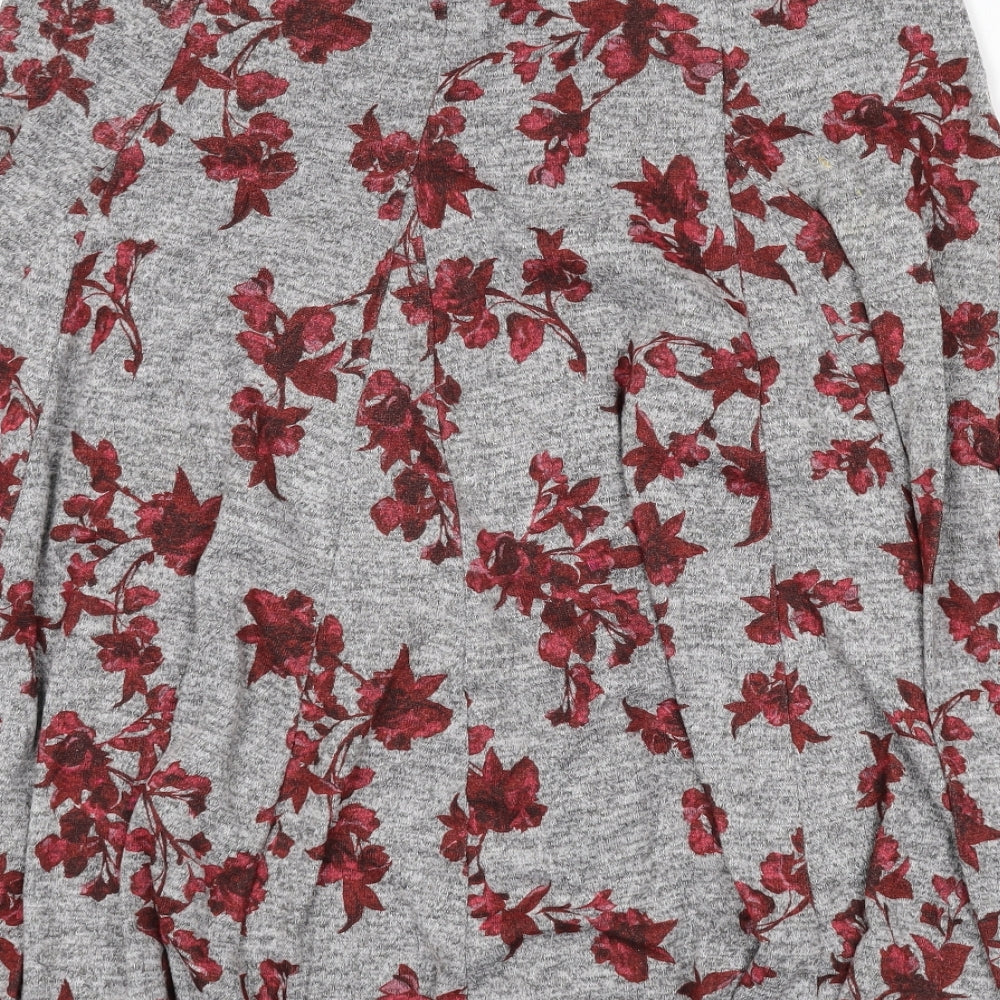 Classics Womens Grey Floral Polyester Flare Skirt Size 14
