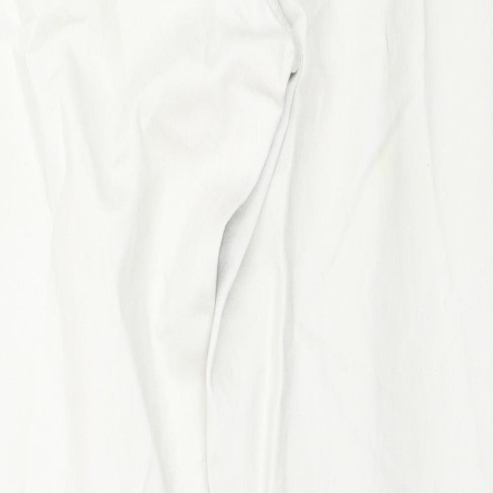 Marks and Spencer Womens Ivory Cotton Straight Jeans Size 14 L30 in Regular Zip