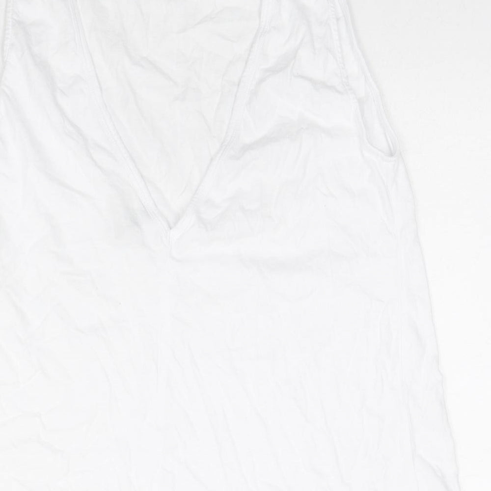ASOS Womens White Cotton Basic Tank Size 12 Round Neck