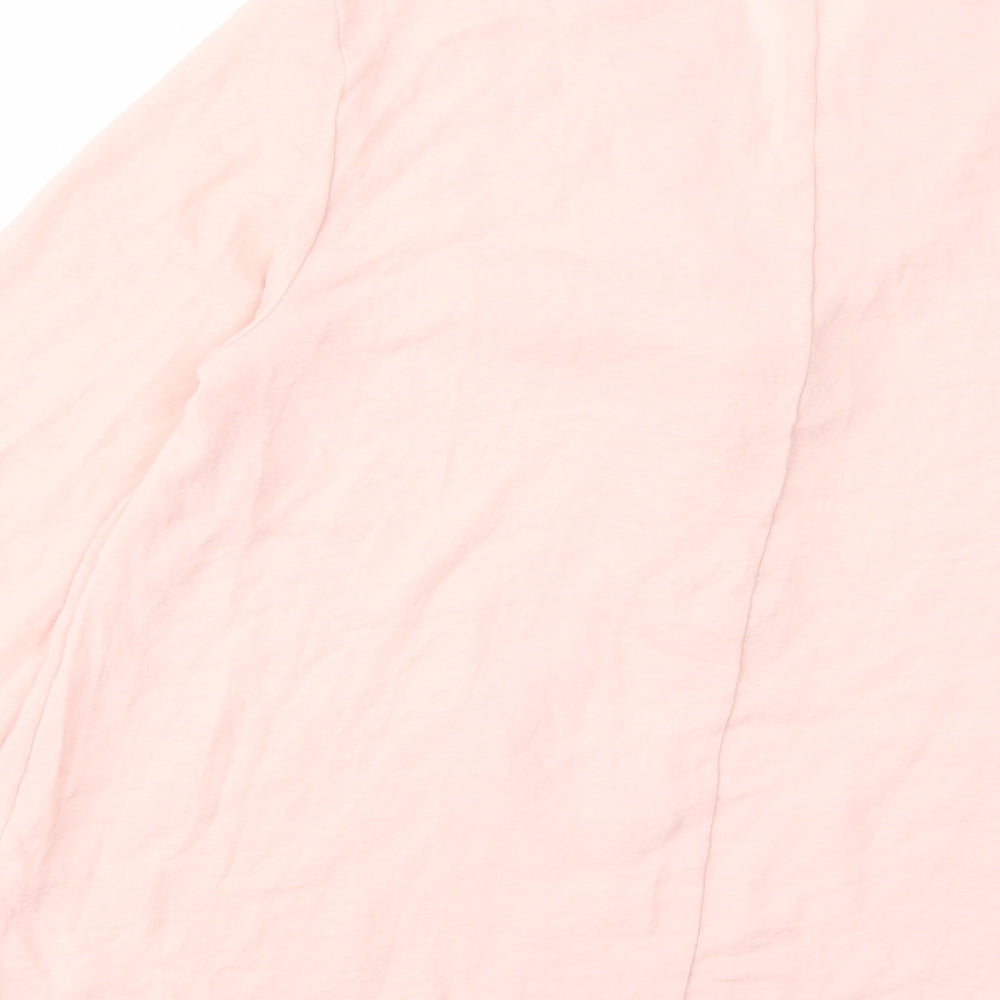 H&M Womens Pink Polyester Basic Blouse Size 8 V-Neck