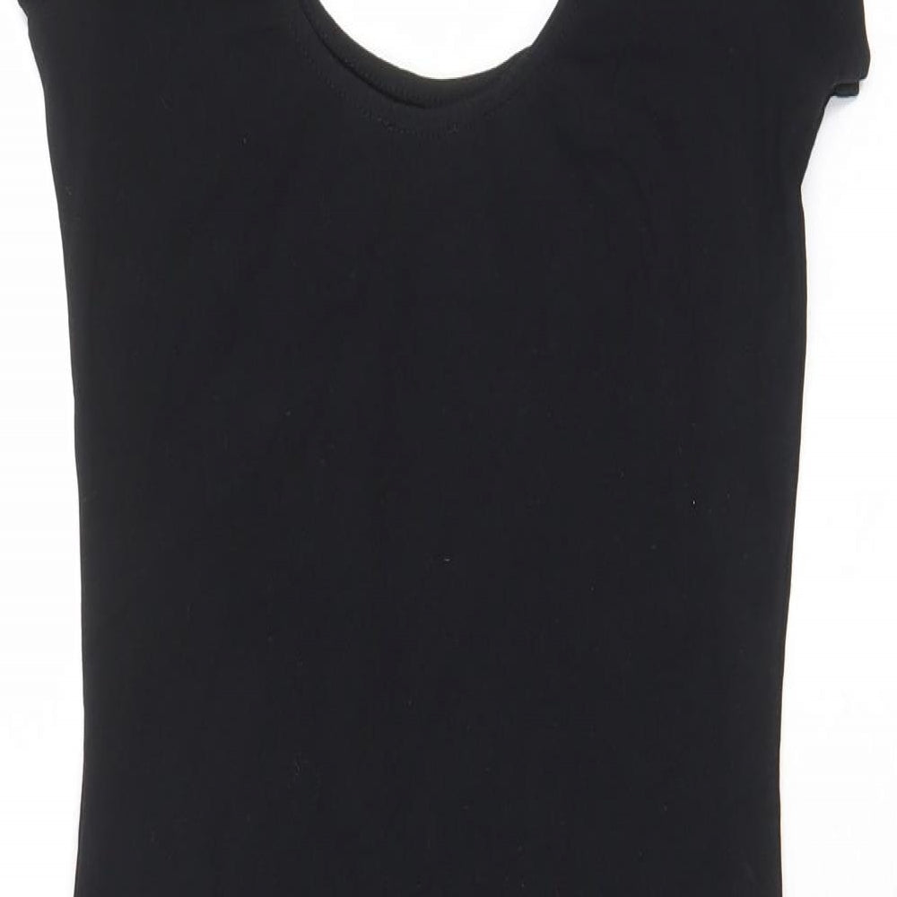 River Island Womens Black Cotton Bodycon Size 10 Scoop Neck