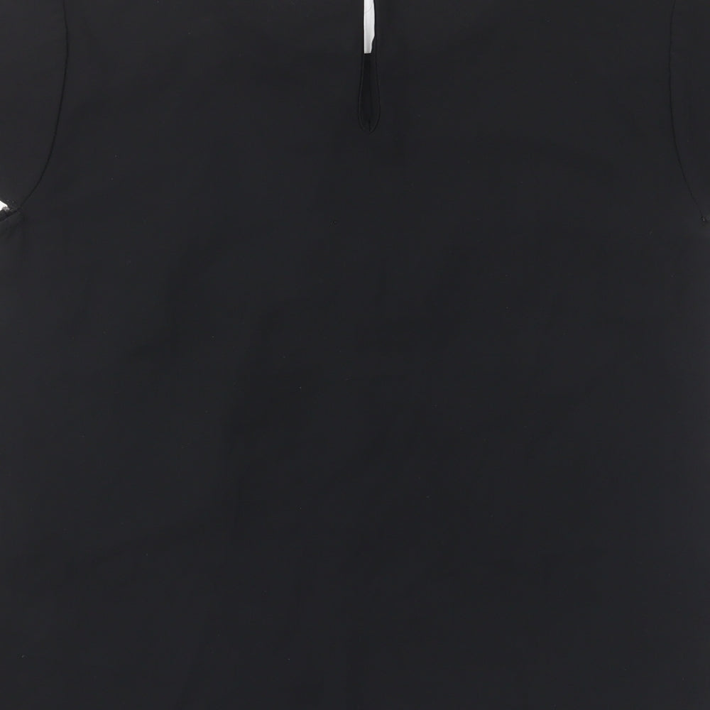 South Womens Black Polyester Basic T-Shirt Size 10 Crew Neck - Pleated