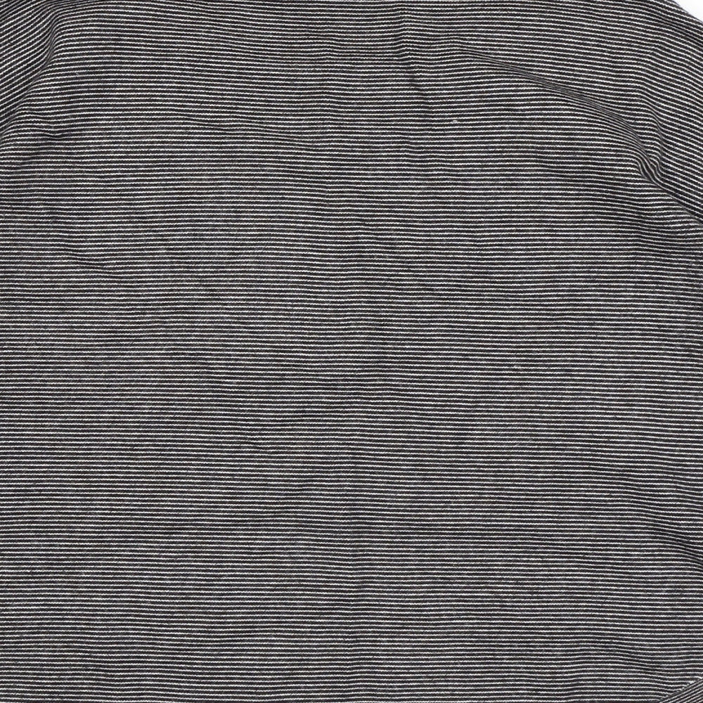 Zara Womens Black Striped Viscose Basic T-Shirt Size M Boat Neck