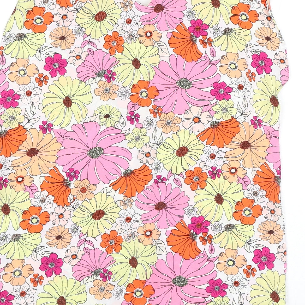 Marks & Spencer Womens Pink Floral Polyester Basic Tank Size 6 V-Neck