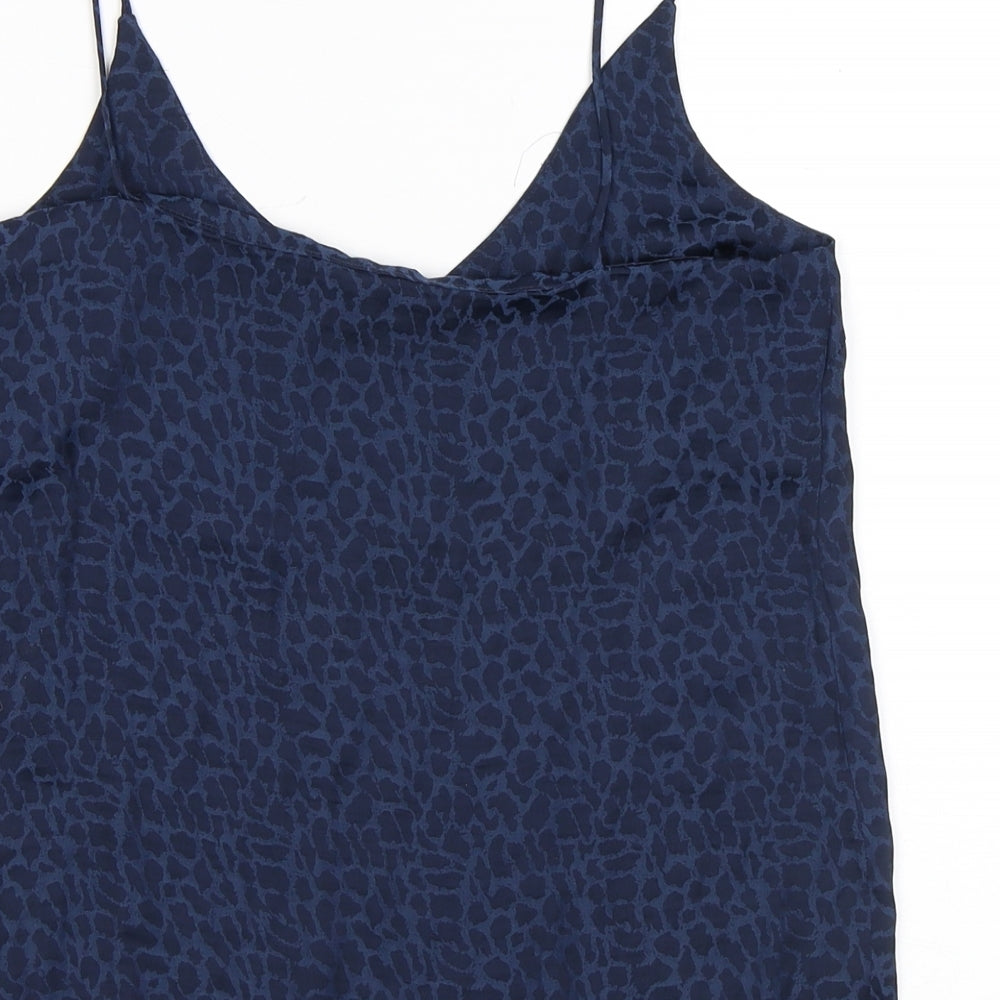 H&M Womens Blue Animal Print Polyester Camisole Tank Size 6 V-Neck - Giraffe skin print