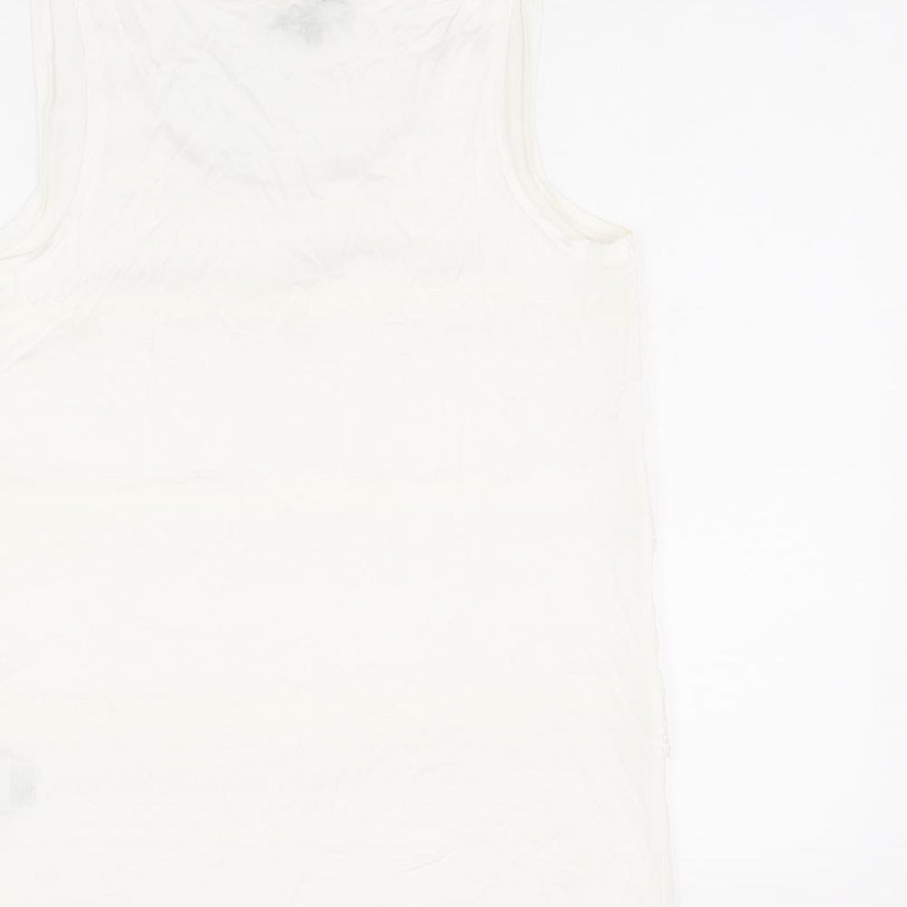 Warehouse Womens White Polyester Basic Tank Size 10 Scoop Neck