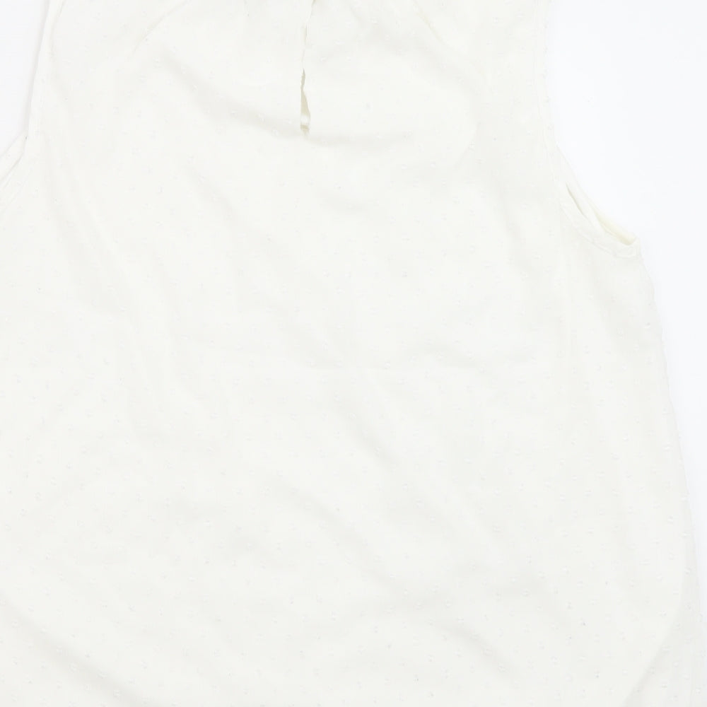 RESERVED Womens White Geometric Polyester Basic Blouse Size 12 Mock Neck