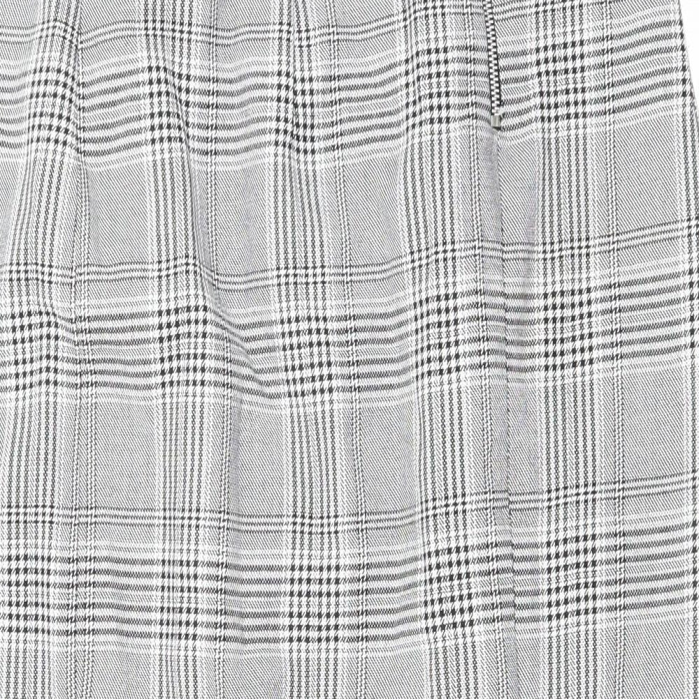 Zara Womens Grey Plaid Polyester Straight & Pencil Skirt Size L Zip - Slit