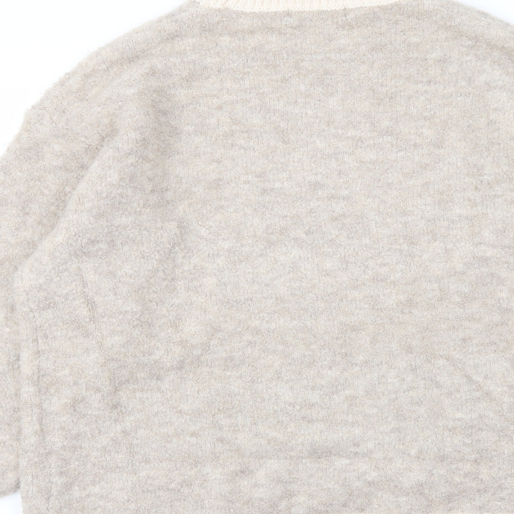 Marks & Spencer Womens Beige Mock Neck Acrylic Pullover Jumper Size L