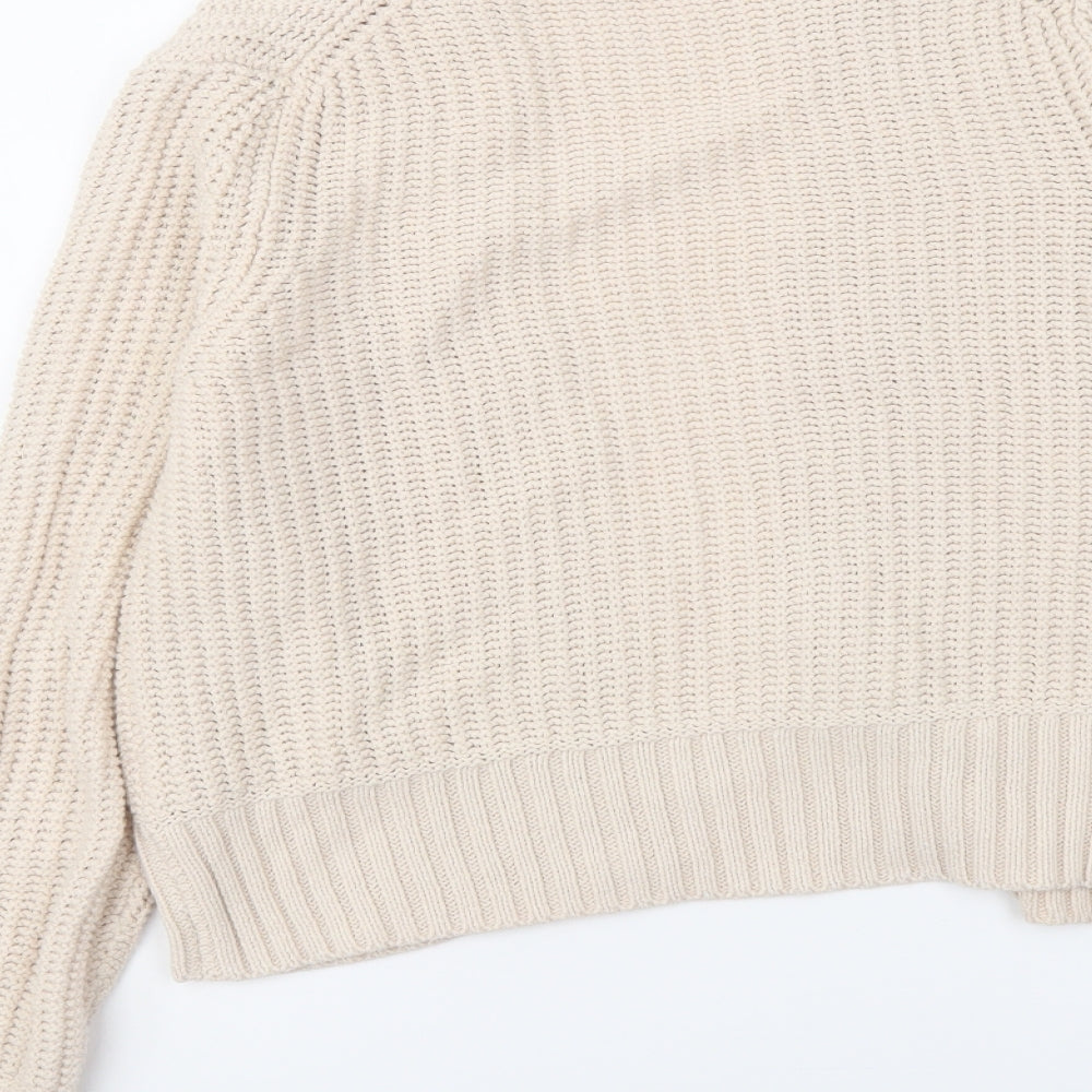 Classics Womens Beige V-Neck Cotton Cape Jumper Size 10