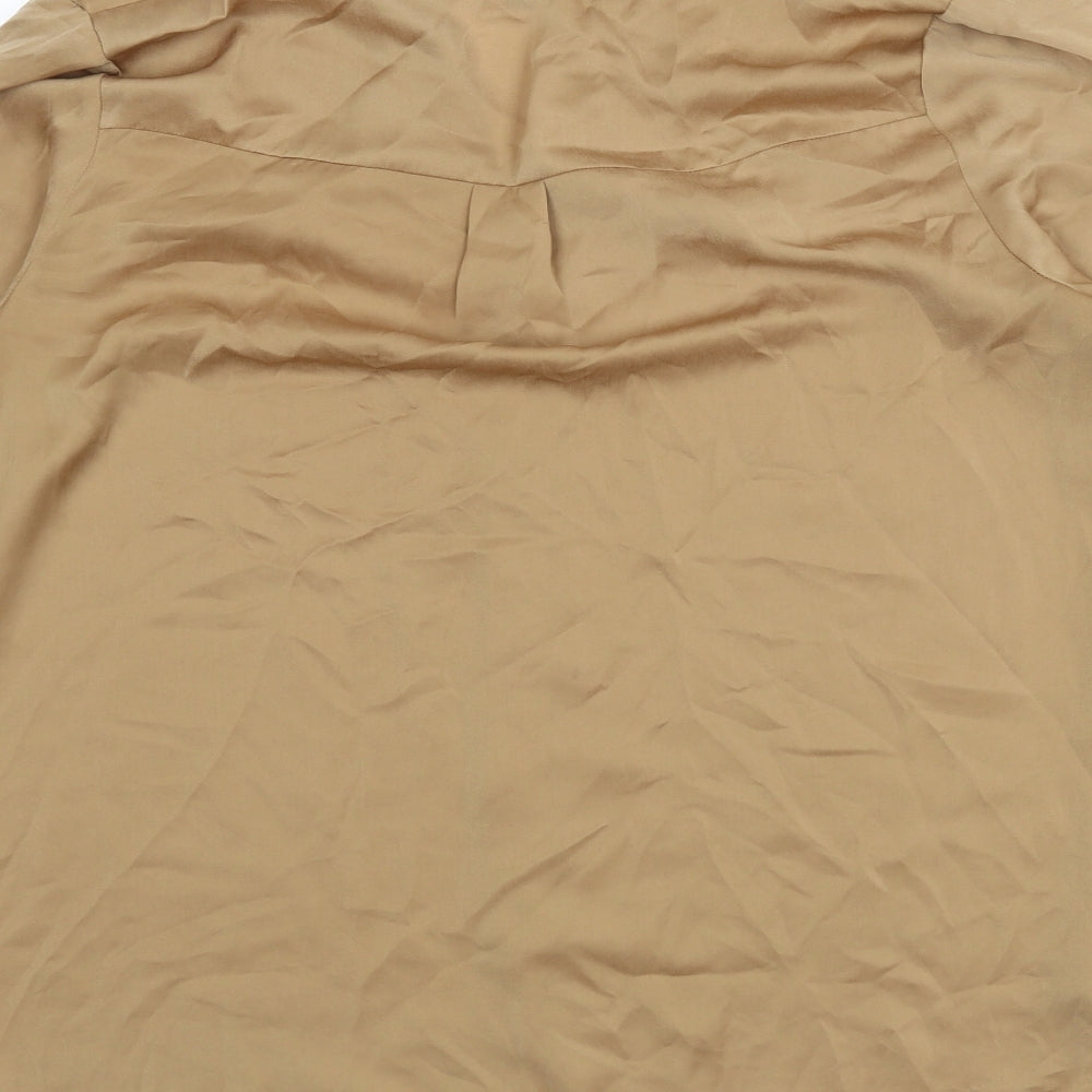 Limited Edition Womens Brown Polyester Basic Button-Up Size 14 V-Neck