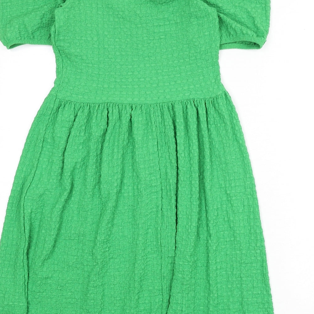 Divided by H&M Womens Green Polyester A-Line Size S Off the Shoulder Pullover