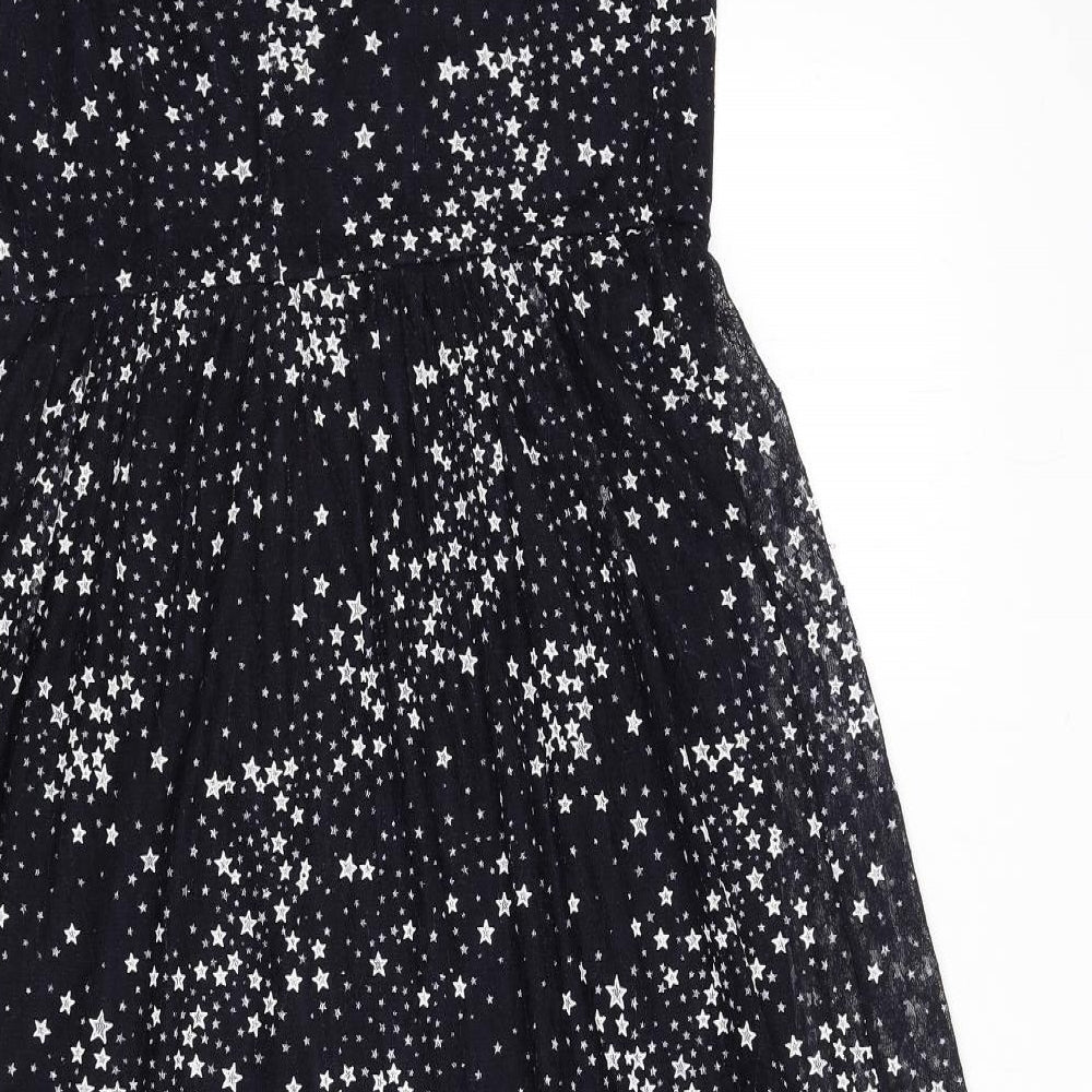 TFNC Womens Blue Geometric Polyester A-Line Size M Scoop Neck Pullover - Star Print