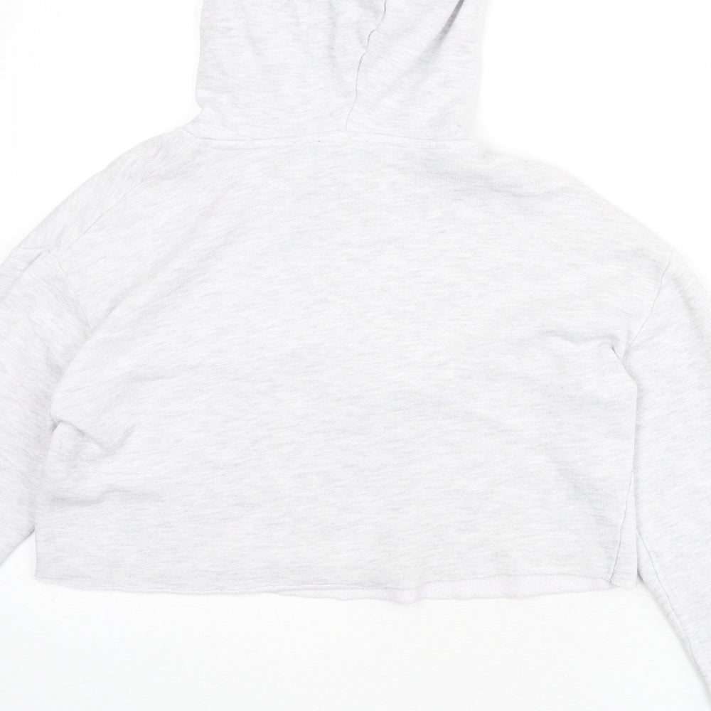 Topshop Womens Grey Cotton Pullover Hoodie Size 6 Pullover - Cropped