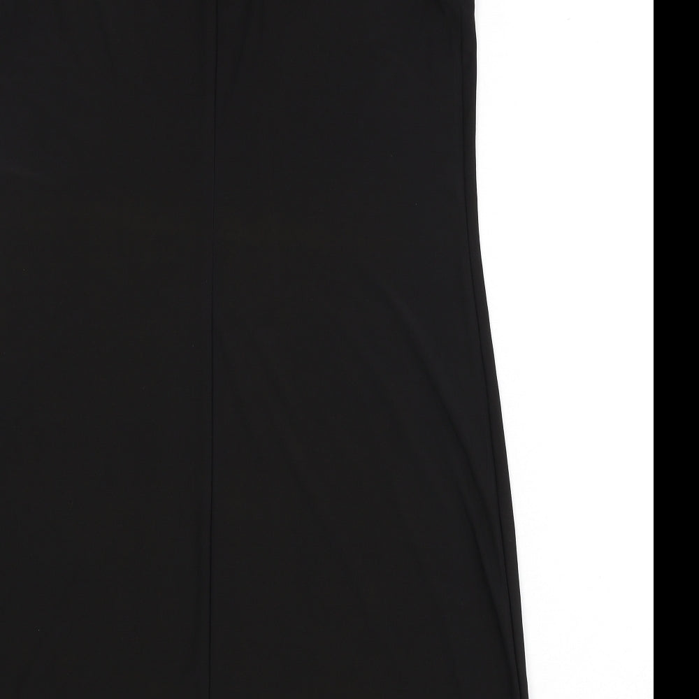 R&M Richards Womens Black Polyester A-Line Size 12 Scoop Neck Pullover - Floral Detail