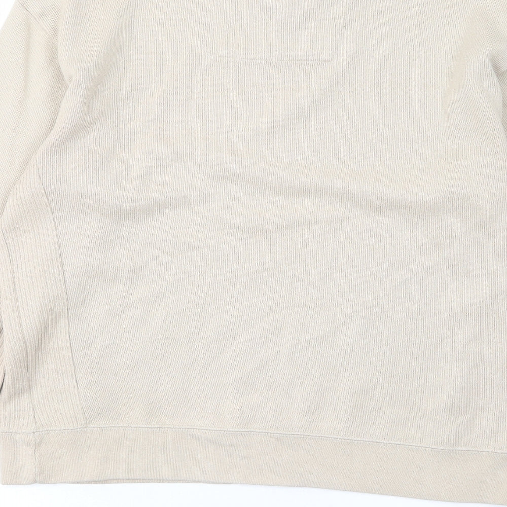 IZOD Mens Beige Cotton Pullover Sweatshirt Size S - Embroided, Logo
