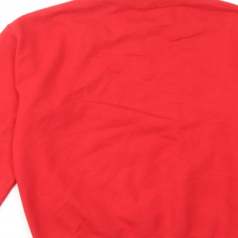 Topshop Womens Red Cotton Pullover Sweatshirt Size S Pullover - Oui, Embroided