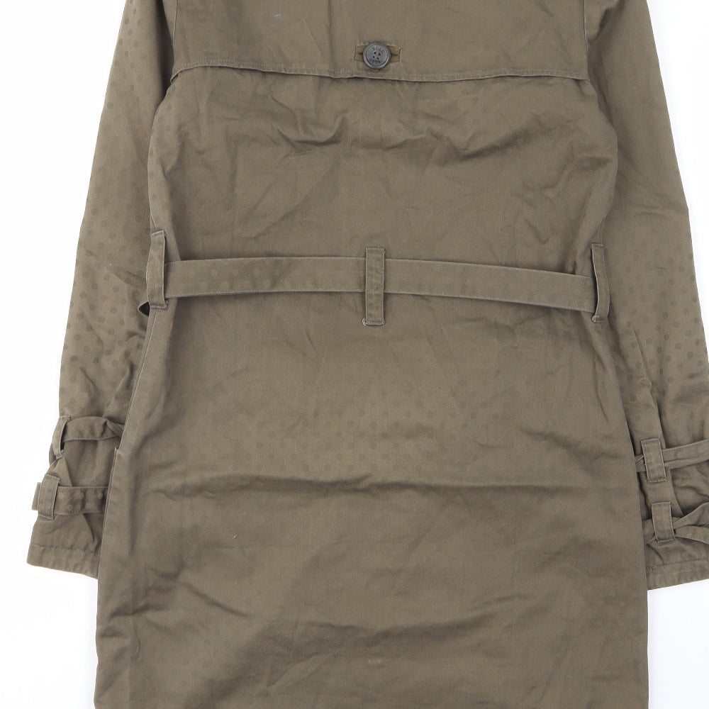 ELLE Womens Green Polka Dot Overcoat Coat Size 10 Button - Pockets, Collared, Buttons, Belted