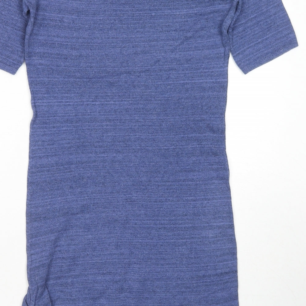 Mango Womens Blue Cotton T-Shirt Dress Size M Round Neck Pullover