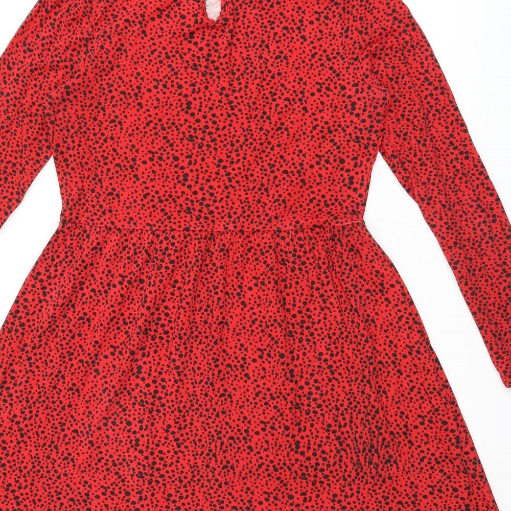 Wednesday's Girl Womens Red Polka Dot Viscose Skater Dress Size S Boat Neck Pullover