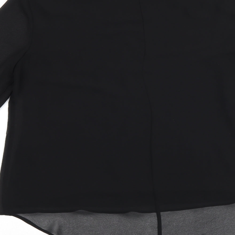 Zara Womens Black Polyester Basic Blouse Size M Boat Neck
