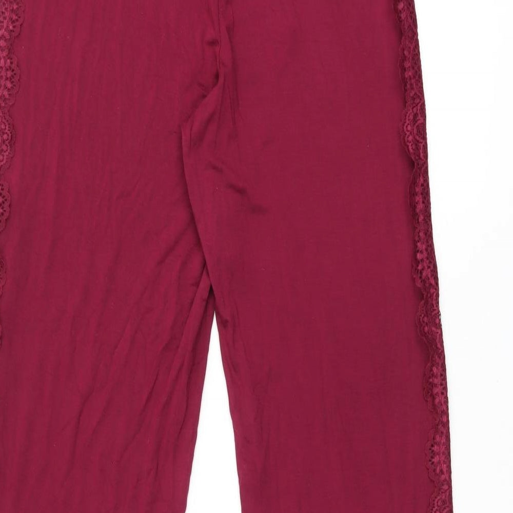 Marks and Spencer Womens Red Viscose Bloomer Trousers Size S L27 in Regular Drawstring - Lace Details
