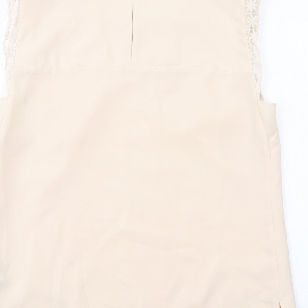 Oasis Womens Beige Polyester Basic Blouse Size 10 Round Neck