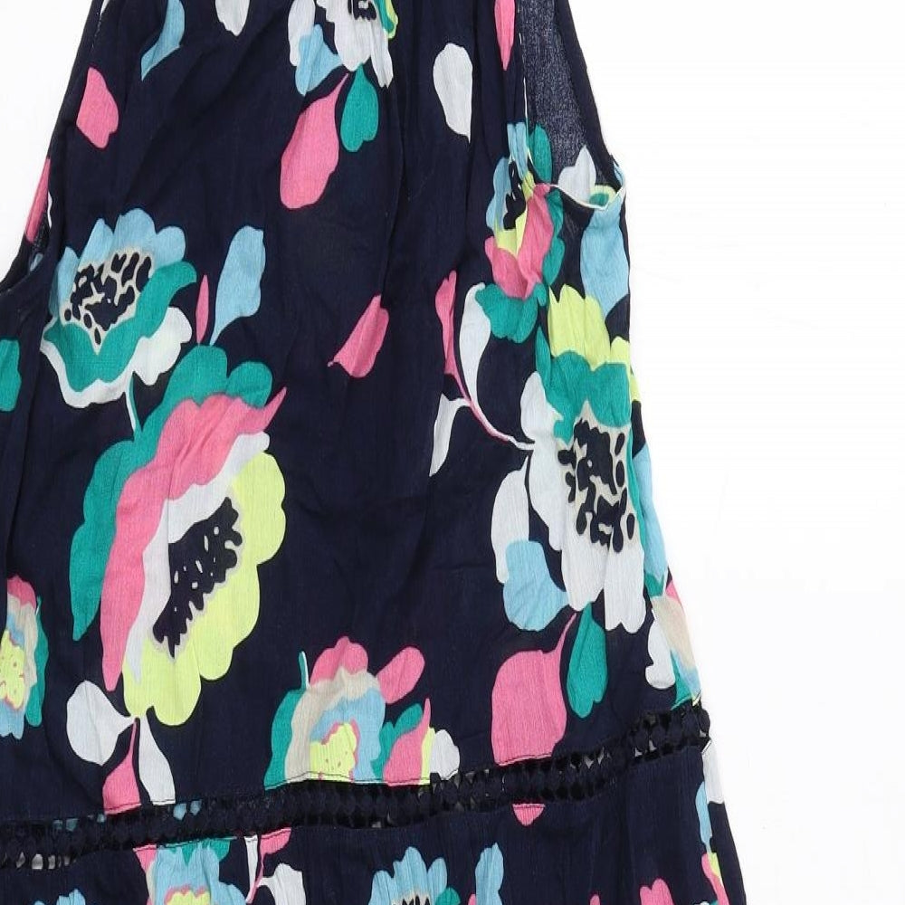 Marks & Spencer Womens Multicoloured Geometric Cotton Ball Gown Size 8 Square Neck Pullover