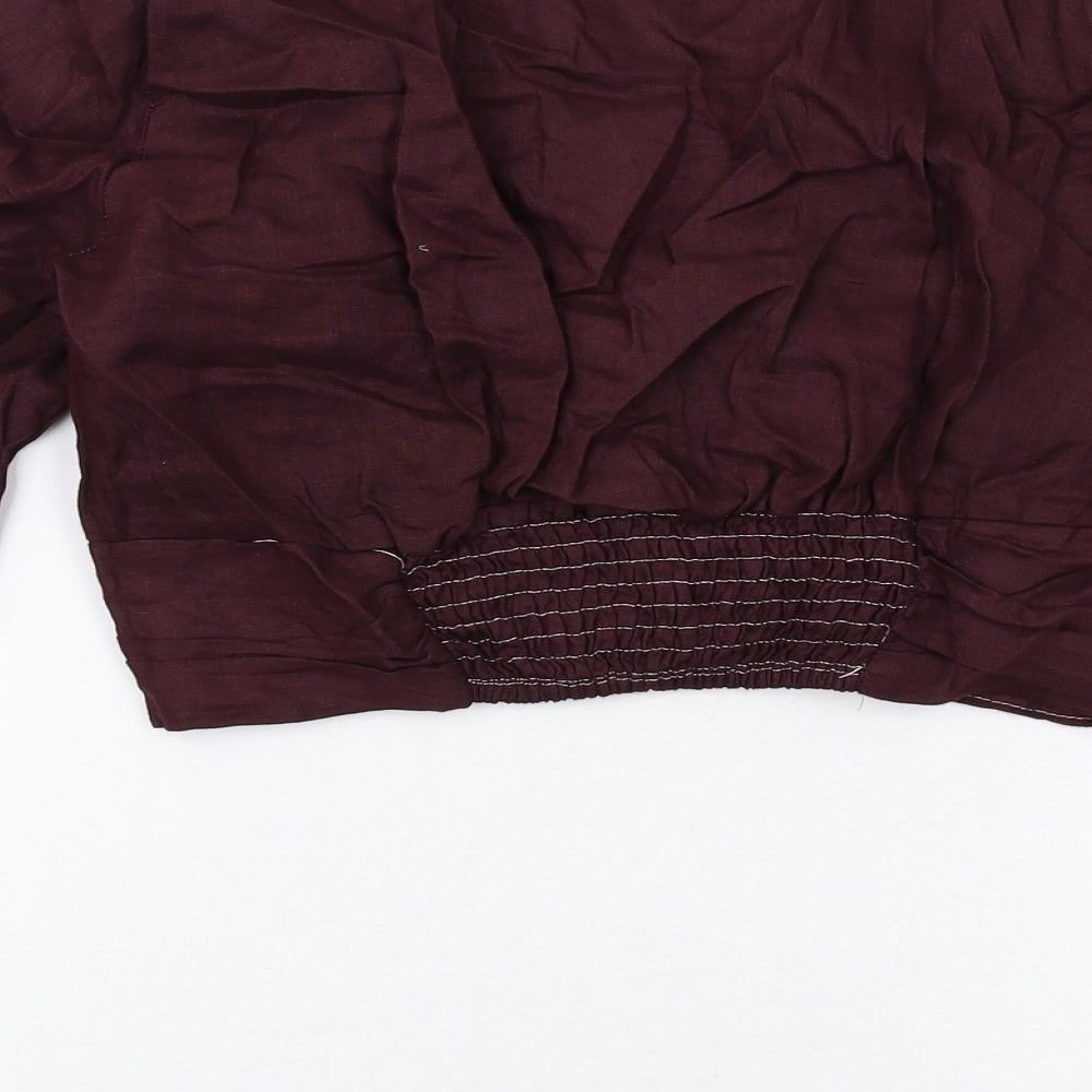 Zara Womens Purple Cotton Basic T-Shirt Size M V-Neck