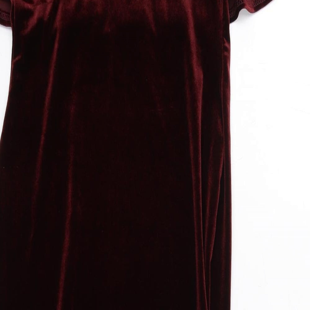 New Look Womens Red Polyester Bodycon Size 6 Off the Shoulder Pullover