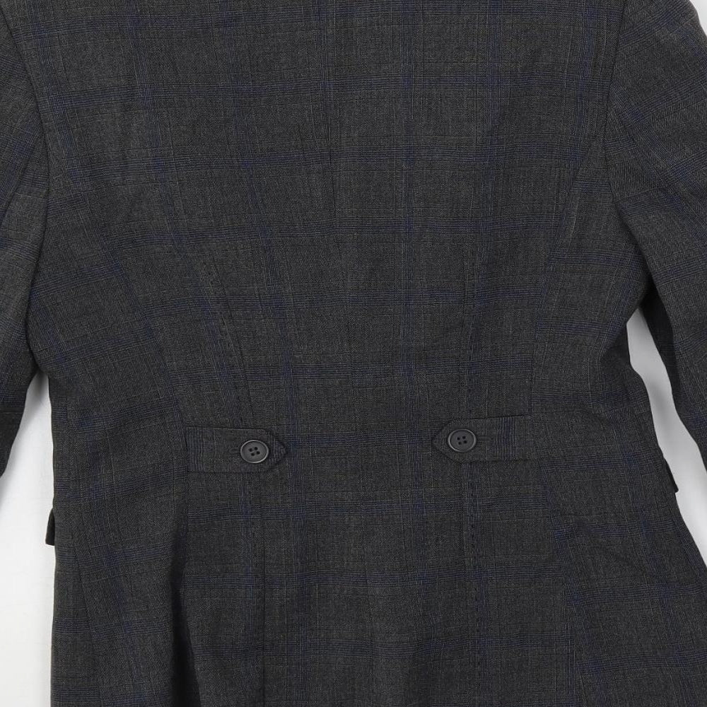 NEXT Womens Grey Plaid Jacket Blazer Size 8 Button