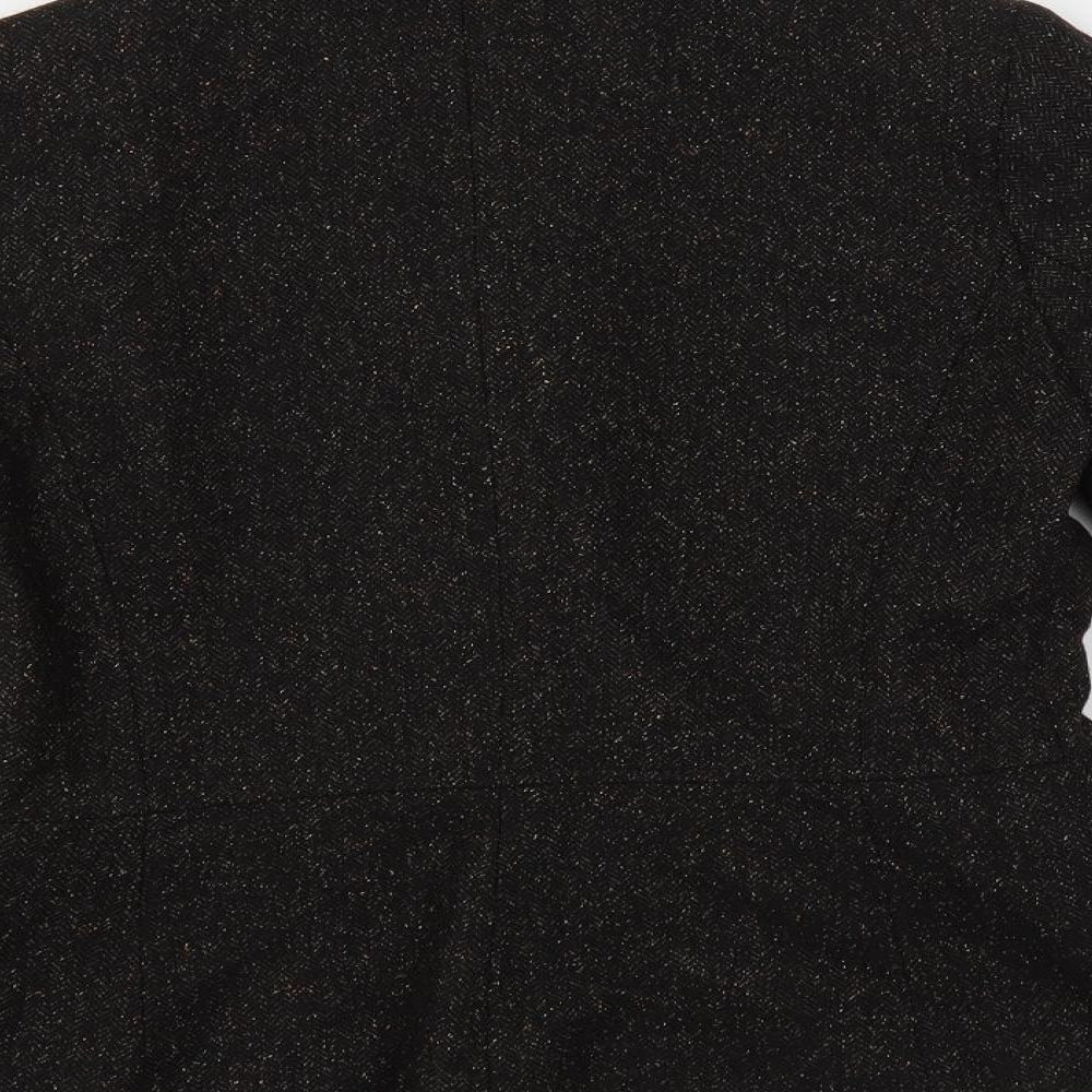 H&M Womens Brown Herringbone Jacket Blazer Size 10 Button