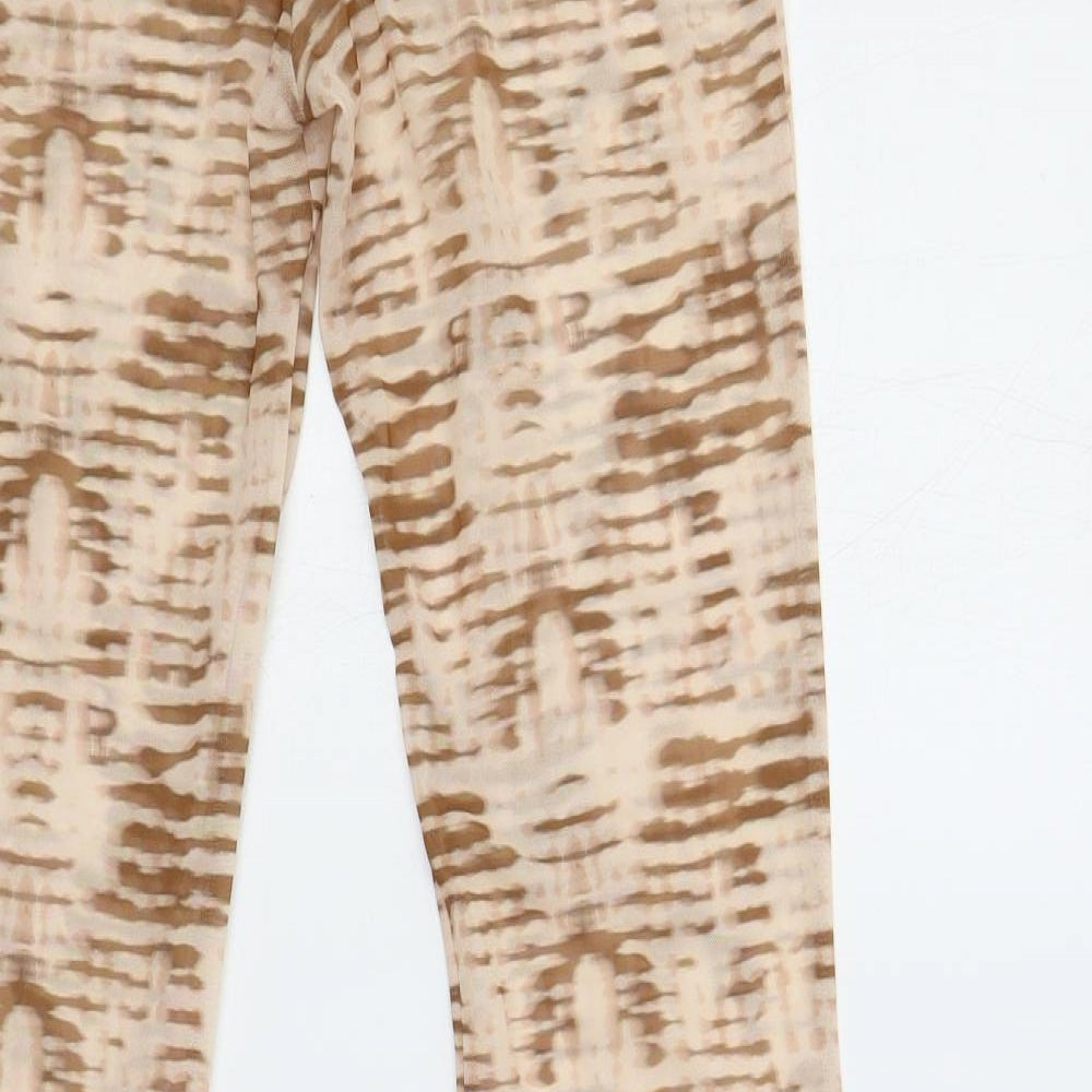 ASOS Womens Beige Geometric Polyester Trousers Size 6 L28 in Regular - Sheer