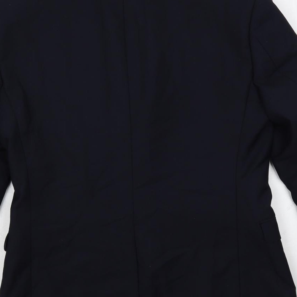 Topman Mens Blue Polyester Jacket Suit Jacket Size 36 Regular