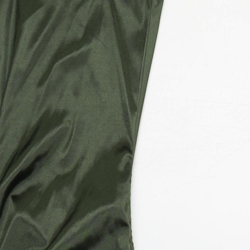 Divided by H&M Womens Green Polyester Bodycon Size 2XS Cowl Neck Pullover - Ruched