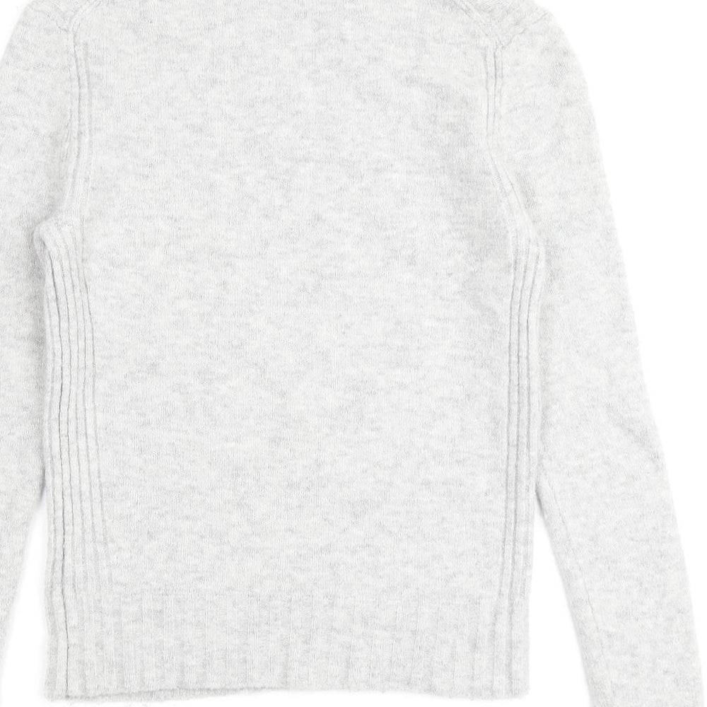 Point Sur Womens Grey Round Neck Acrylic Pullover Jumper Size S
