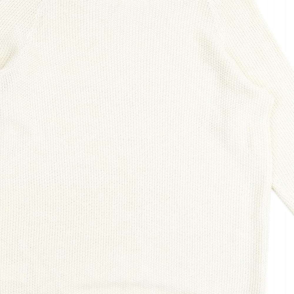 H&M Womens Ivory Round Neck Acrylic Pullover Jumper Size S