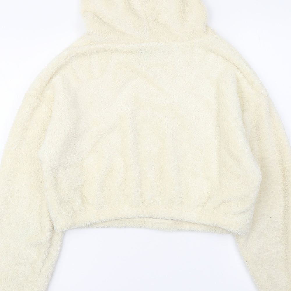 PRETTYLITTLETHING Womens Ivory Polyester Pullover Hoodie Size M Pullover