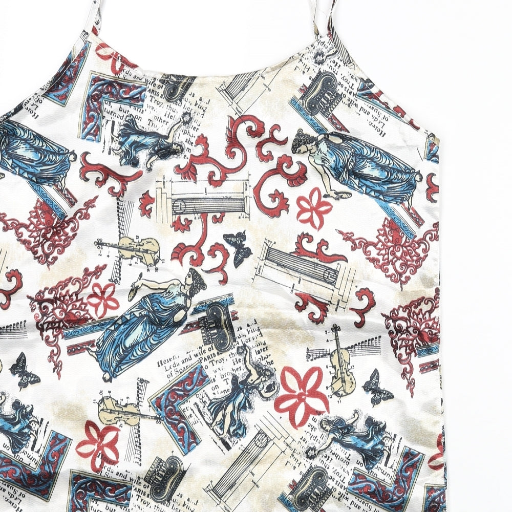 Falmer Heritage Womens Multicoloured Geometric Polyester Camisole Blouse Size 6 Scoop Neck - Music Print