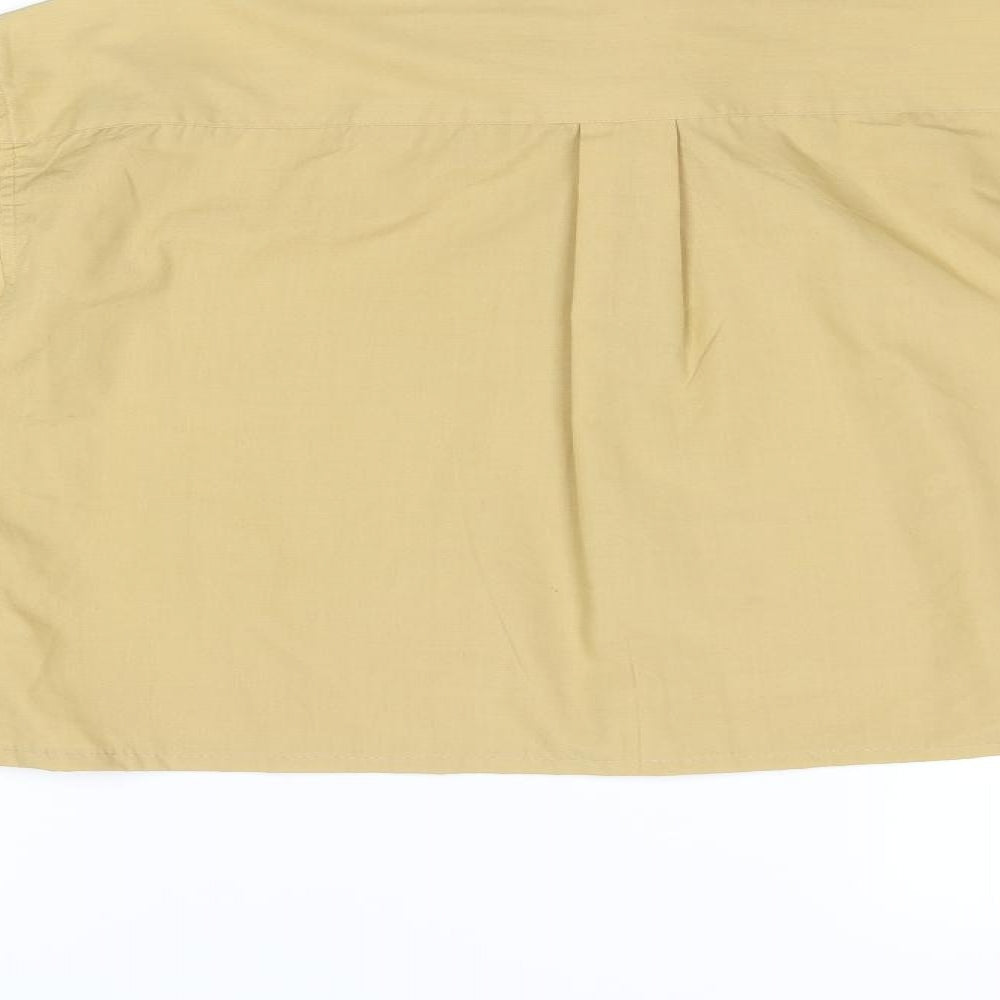 Protocol Womens Yellow Polyester Cropped Button-Up Size 16 Collared