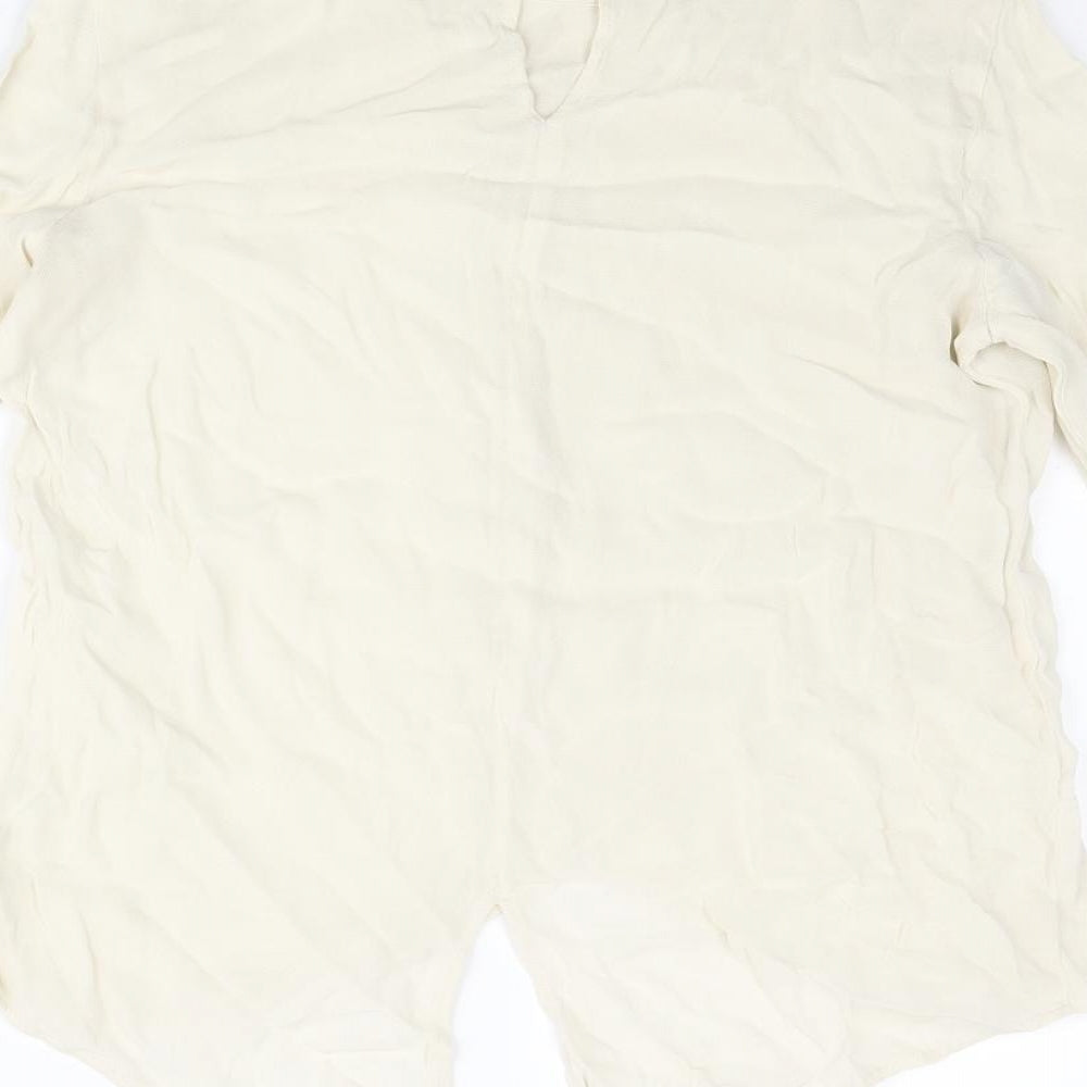 Mango Womens Ivory Polyester Basic Blouse Size XS Round Neck